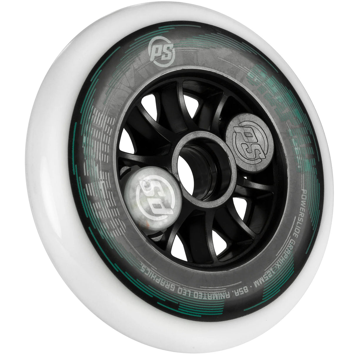 SKA905361 POWERSLIDE Graphix LED Weels White 125mm 86A Inliner Skateschule und Skateshop Weil am Rhein SkaMiDan