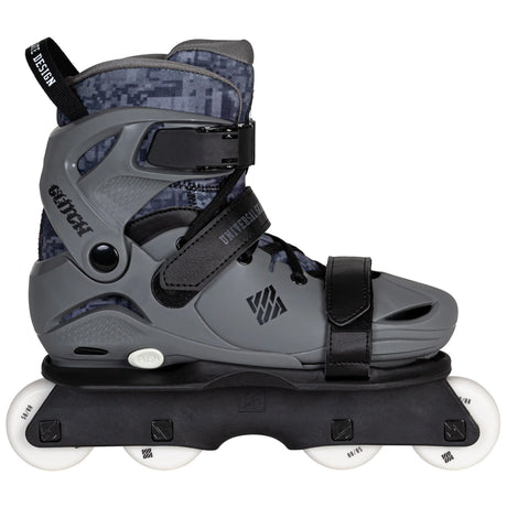 SKA700352 USD Glitch Grey Black adj. Kids Park Skates | Stunt Skates | Aggressive Inlineskates | UFS | Größenverstellbar | Stunt Skates | UFS | Aggressive Inlineskates | Kinder Stuntstakes | replacements replacement axle spare parts Ersatzteile Achsen Ersatzachsen für Inlineskates Rollerblades inline skating Freestyle Powerslide Tau Inlineskates Rollerblades Powerslide Skates Powerslide Hardcore Evo Inliner Skateschule und Skateshop Weil am Rhein SkaMiDan Deutschland Germany Lörrach Freiburg Basel