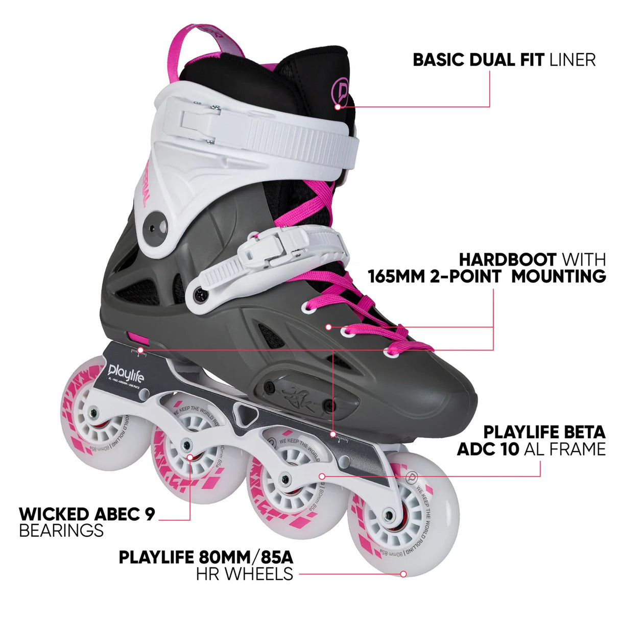 SKA880363 PLAYLIFE Imperial 80 Fuchsia | 165mm Dual Point Mounting | Urban + Freestyle Inlineskates Fitness Inlineskates Inlineskates Sport Inline Skates Rollerblades Urban Inline Skating Urban Inline Skating Freeskates Trainng Skates Strecken Skates Trinity Skates Einsteiger Beginner Inlineskates Inliner Fitness Inliner City Skates Fitness Inliner Sport Skates Sport Inliner Rollerblades Rollerblading Lörrach Freiburg Basel Inliner Sk