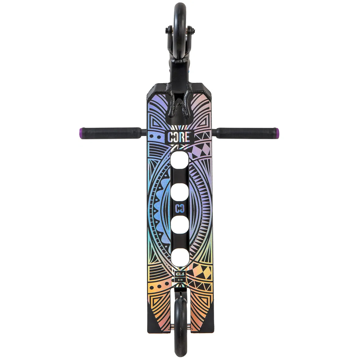 SKACRE-CL1-BNLE CORE CL1 Stunt Scooter Pro – Schwarz Neochrome Chrome Black | Stunt Roller für Fortgeschrittene und Profis | Trickroller für den Skatepark Stunt Scooter Kicker Trottinett Scootering Soots Scootworld SkaMiDan Weil am Rhein Basel Lörrach Freiburg Schweiz Deutschland Switzerland Germany Bale Skatepark Roller Stunt Roller Tretroller Action Scooter Kinder Roller Kids Children Stunts Park Trick Scooter