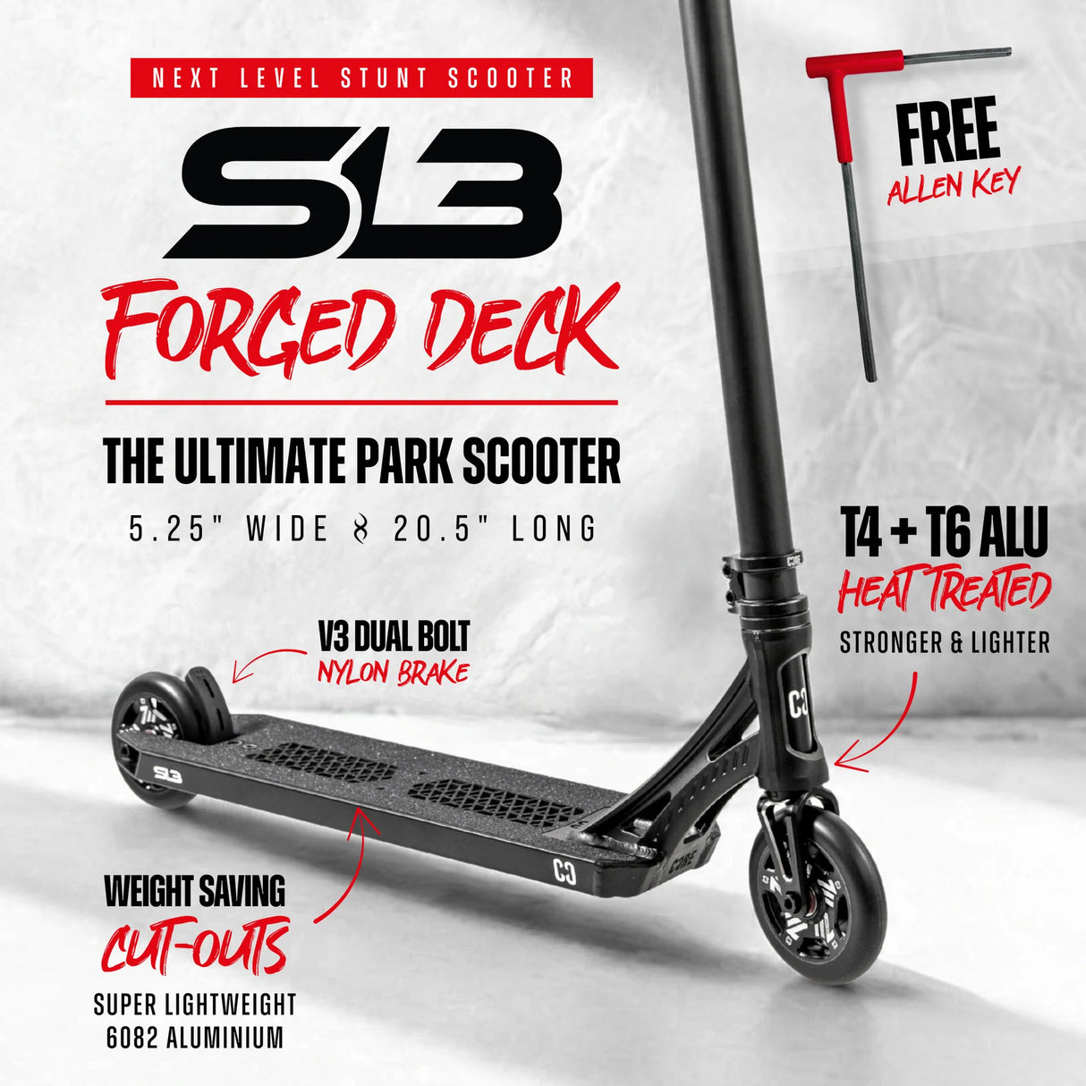 SKACRE-SL3-RB CORE SL3 Stunt Scooter Pro – verschiedene Farben | Stunt Roller für Fortgeschrittene und Profis | Trickroller für den Skatepark Stunt Scooter Kicker Trottinett Scootering Soots Scootworld SkaMiDan Weil am Rhein Basel Lörrach Freiburg Schweiz Deutschland Switzerland Germany Bale Skatepark Roller Stunt Roller Tretroller Action Scooter Kinder Roller Kids Children Stunts Park Trick Scooter