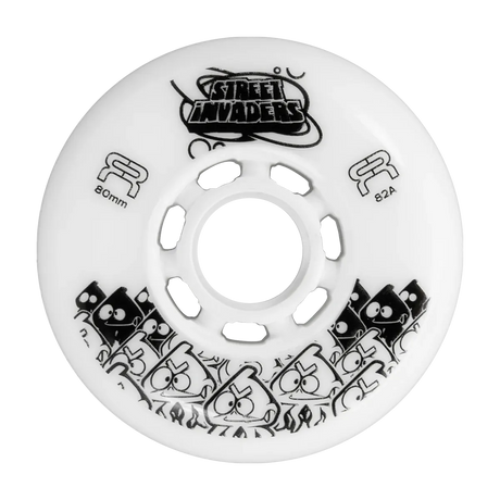 SKAFRWL-SI8082-WH-WH/4-Pack FR SKATES Street Invaders Wheels II 80mm 82A | 4-Pack | Weiß | Indoor Freestyle Slalom Inline Rollen Rollerblading Wheels Inline Skating Rollerblading Inlineskaterollen Skating Wheels for Rollerblader  Rollen für Inlineskater Lörrach Freiburg Basel Inliner Richtige Größe right Size for Rollerblades Langhaltende Inlineskaterollen Longlasting Wheels for Rollerblading Skateschule und Skateshop Weil am Rhein SkaMiDan Deutschland Germany