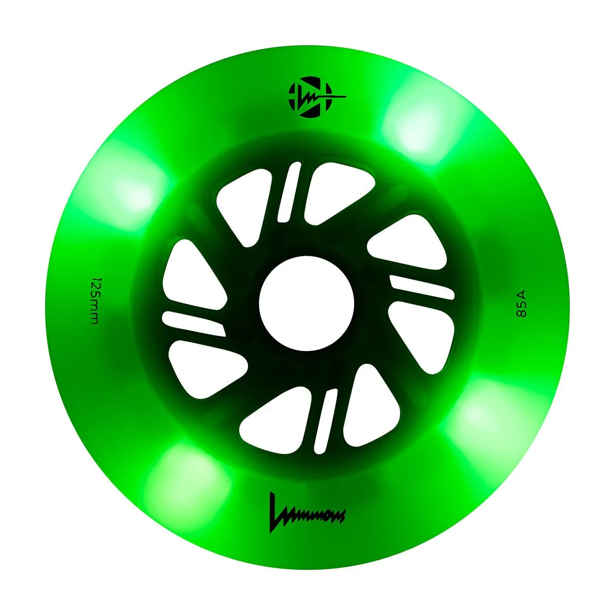 SKALUWL-LU125-WH-GW-GR/WhiteGlowGreenLED Luminous LED Wheels 125mm 85A | Luminous LED Rollen für Inlineskates in White Glow Green LED | 4-Pack | Leuchtrollen | Fitness & Urban Inline Rollen Rollerblading Wheels Inline Skating Rollerblading Inlineskaterollen Skating Wheels for Rollerblader Rollen für Inlineskater Lörrach Freiburg Basel Inliner Richtige Größe right Size for Rollerblades Langhaltende Inlineskaterollen Longlasting Wheels for Rollerblading Skateschule und Skateshop Weil am Rhein SkaMiDan Deutsc