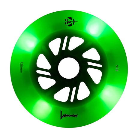 SKALUWL-LU125-WH-GW-GR/WhiteGlowGreenLED Luminous LED Wheels 125mm 85A | Luminous LED Rollen für Inlineskates in White Glow Green LED | 4-Pack | Leuchtrollen | Fitness & Urban Inline Rollen Rollerblading Wheels Inline Skating Rollerblading Inlineskaterollen Skating Wheels for Rollerblader  Rollen für Inlineskater Lörrach Freiburg Basel Inliner Richtige Größe right Size for Rollerblades Langhaltende Inlineskaterollen Longlasting Wheels for Rollerblading Skateschule und Skateshop Weil am Rhein SkaMiDan Deutsc