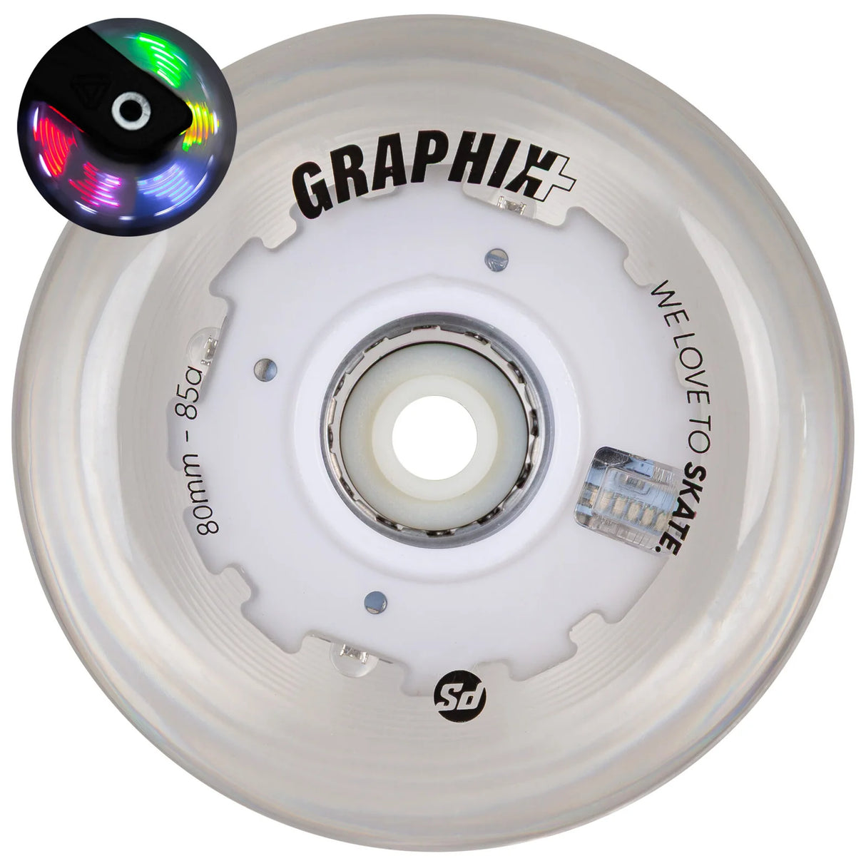 SKALUWL-LU6485-DUO-GA-PU/GalaxyPurple POWERSLIDE Graphix Plus LED Rollen – 80mm 85A | LED Rollen für Inlineskates | Leuchtrollen für das Inline Skating Inline Skating Rollerblading Inlineskaterollen Skating Wheels for Rollerblader Rollen für Inlineskater Lörrach Freiburg Basel Inliner Richtige Größe right Size for Rollerblades Langhaltende Inlineskaterollen Longlasting Wheels for Rollerblading Skateschule und Skateshop Weil am Rhein SkaMiDan Deutschland Germany