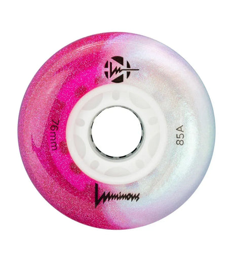 SKALUWL-LU76-CC-WH/CottonCandy Luminous LED Wheels 76mm 85A | Luminous LED Rollen für Inlineskates in Cotton Candy | 4-Pack || Inline Skating Rollen Inline Skating Wheels Rollerblading Wheels Inline Skating Rollerblading Inlineskaterollen Skating Wheels for Rollerblader  Rollen für Inlineskater Lörrach Freiburg Basel Inliner Richtige Größe right Size for Rollerblades Langhaltende Inlineskaterollen Longlasting Wheels for Rollerblading Skateschule und Skateshop Weil am Rhein SkaMiDan Deutschland Germany