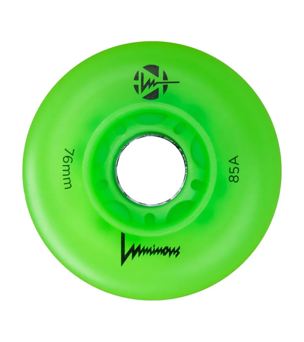 SKALUWL-LU76-GR-WH/Green Luminous LED Wheels 76mm 85A | Luminous LED Rollen für Inlineskates in Green | 4-Pack || Inline Skating Rollen Inline Skating Wheels Rollerblading Wheels Inline Skating Rollerblading Inlineskaterollen Skating Wheels for Rollerblader Rollen für Inlineskater Lörrach Freiburg Basel Inliner Richtige Größe right Size for Rollerblades Langhaltende Inlineskaterollen Longlasting Wheels for Rollerblading Skateschule und Skateshop Weil am Rhein SkaMiDan Deutschland Germany