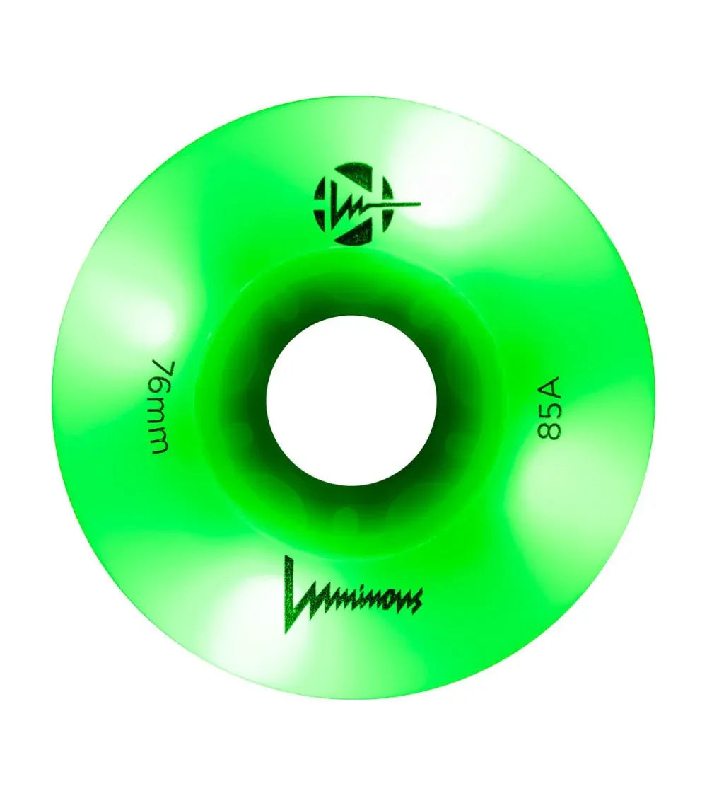 SKALUWL-LU76-GR-WH/Green Luminous LED Wheels 76mm 85A | Luminous LED Rollen für Inlineskates in Green | 4-Pack || Inline Skating Rollen Inline Skating Wheels Rollerblading Wheels Inline Skating Rollerblading Inlineskaterollen Skating Wheels for Rollerblader Rollen für Inlineskater Lörrach Freiburg Basel Inliner Richtige Größe right Size for Rollerblades Langhaltende Inlineskaterollen Longlasting Wheels for Rollerblading Skateschule und Skateshop Weil am Rhein SkaMiDan Deutschland Germany
