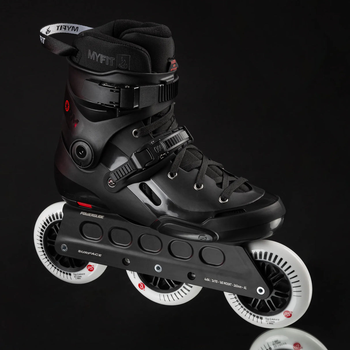 SKA908445 POWERSLIDE Storm Black | 88A SHR ABEC 9 | Schwarz | 165mm Dual Point Mounting | Urban Inlineskates