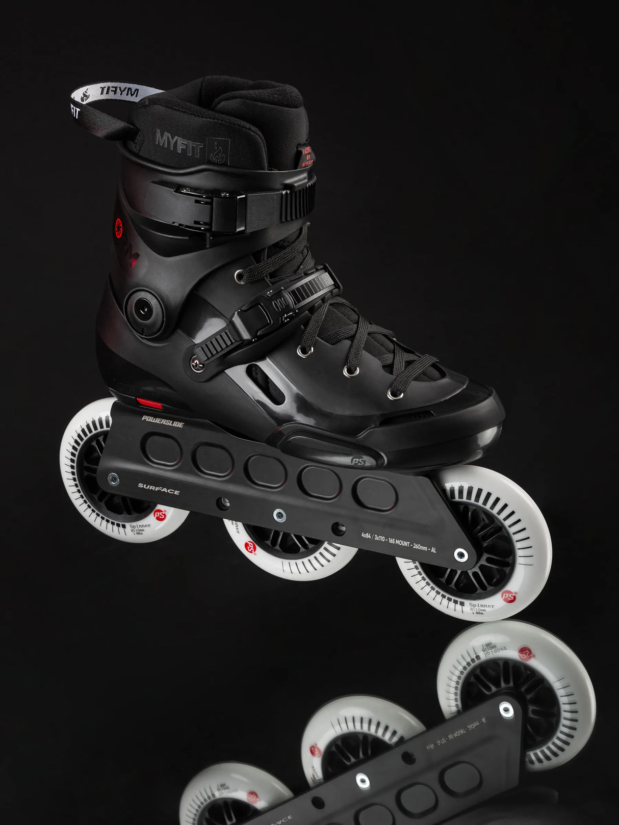SKA908445 POWERSLIDE Storm Black | 88A SHR ABEC 9 | Schwarz | 165mm Dual Point Mounting | Urban Inlineskates