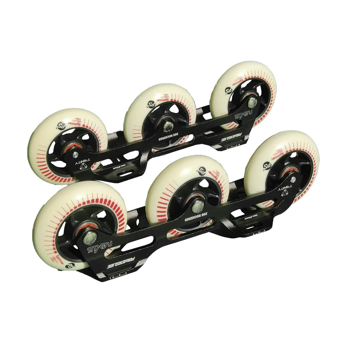 POWERSLIDE Trinity Nexus Rocker Frame + Spinner Wheels 3x84mm 88A | 205mm | White | Freestyle Inline Skating