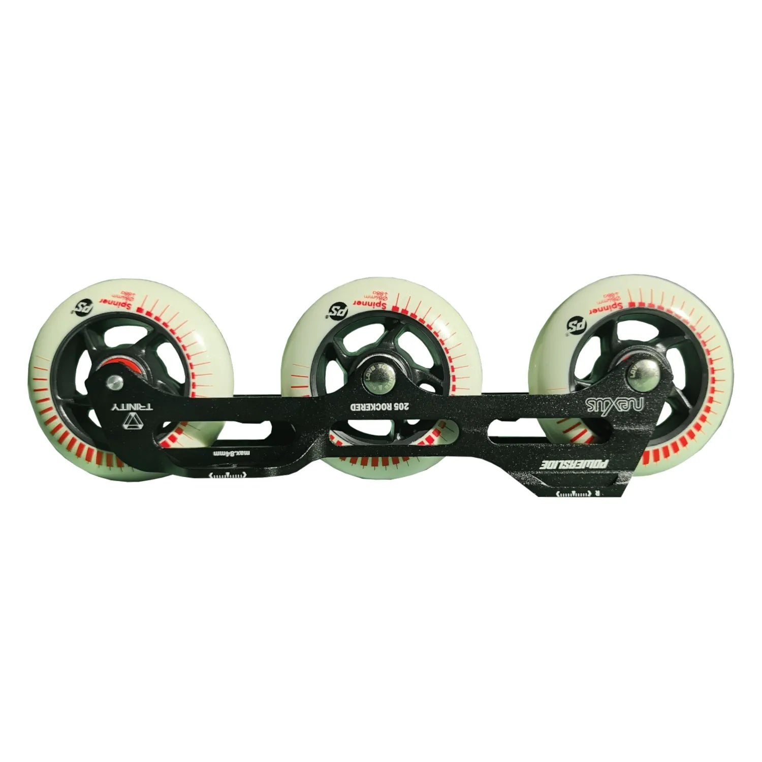POWERSLIDE Trinity Nexus Rocker Frame RTR Black & White – Spinner Rollen 3× 84mm/3× 90mm 88A | Slalom & Freestyle Inline Skating Rahmen Inline Freestyle Slalom Skating Rahmen Schienen Rahmen Frame Freestyle Inline Skating Slalom Skating Slalom Schiene Slalom Frame Freestyle Frame Schienen Frames Speed Inline Skating Urban Freeskates Lörrach Freiburg Basel Inliner Skateschule Skateshop Weil am Rhein SkaMiDan Deutschland Germany