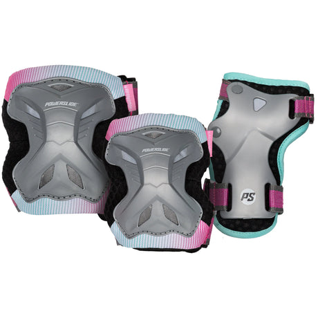 SKA906030 POWERSLIDE Kids Pro Girls Set | Grau Pink | Kinder Schützerset | Knie- Ellenbogen- und Handgelenkschoner Schoner Schützerset Gelenkschutz Schützer Schoner Inliner Schoner Inline Schützer protectors skate Skate Schützer Inliner Schützer Schutzausrüstung Fingerschutz Handschuhe inline skating inliner inlineksaten rollerbladen rollerskaten Inlineskates Rollerblades Fitness Skates Slalom Skates rollerblades rollerblading inline skating Lörrach Freiburg Basel Inliner Skateschule und Skateshop Weil am R