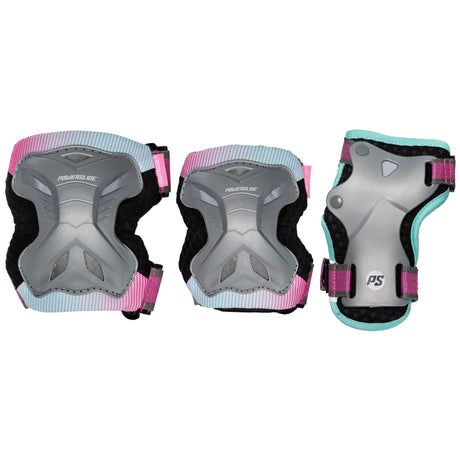 SKA906030 POWERSLIDE Kids Pro Girls Set | Grau Pink | Kinder Schützerset | Knie- Ellenbogen- und Handgelenkschoner Schoner Schützerset Gelenkschutz Schützer Schoner Inliner Schoner Inline Schützer protectors skate Skate Schützer Inliner Schützer Schutzausrüstung Fingerschutz Handschuhe inline skating inliner inlineksaten rollerbladen rollerskaten Inlineskates Rollerblades Fitness Skates Slalom Skates rollerblades rollerblading inline skating Lörrach Freiburg Basel Inliner Skateschule und Skateshop Weil am R