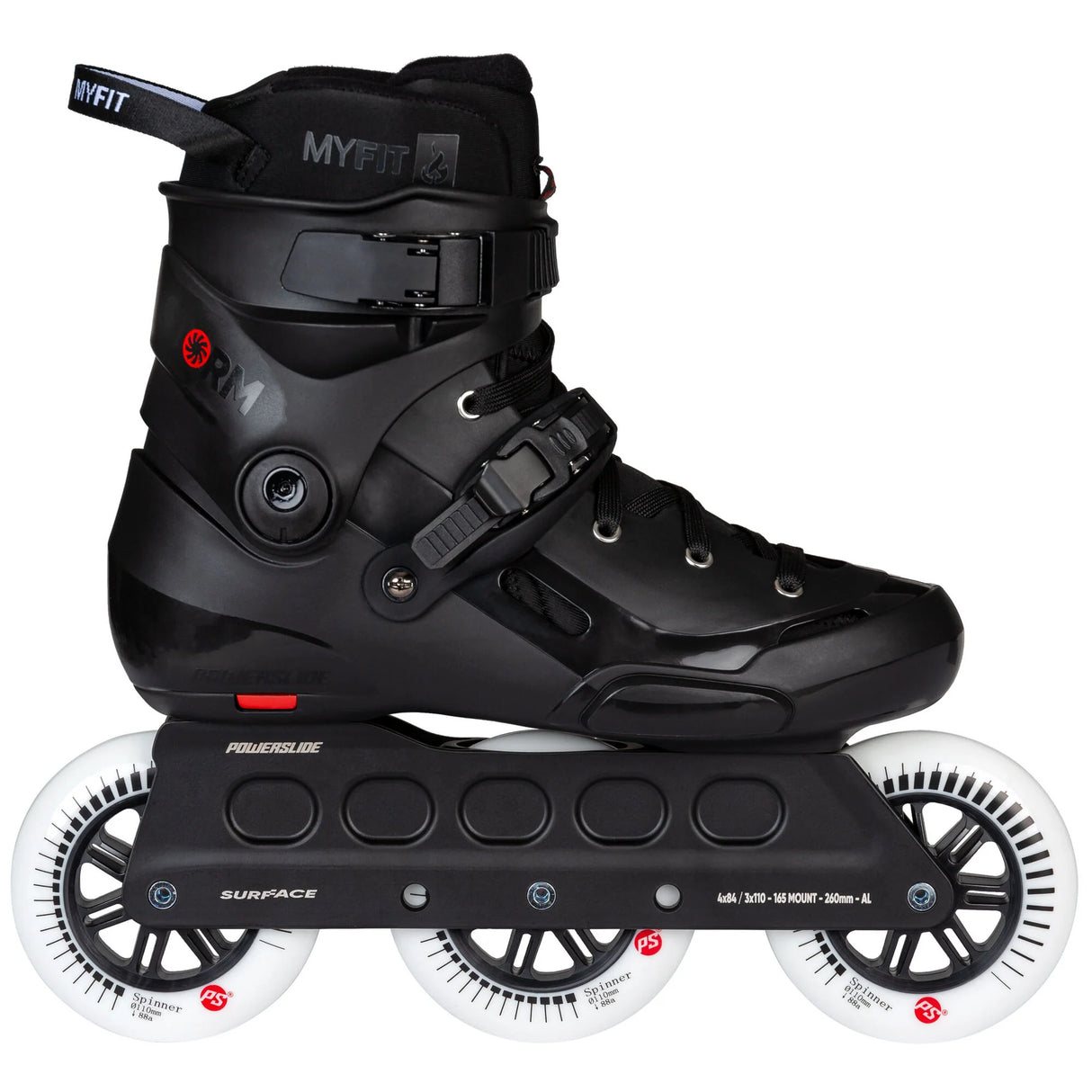 SKA908445 POWERSLIDE Storm Black | 88A SHR ABEC 9 | Schwarz | 165mm Dual Point Mounting | Urban Inlineskates