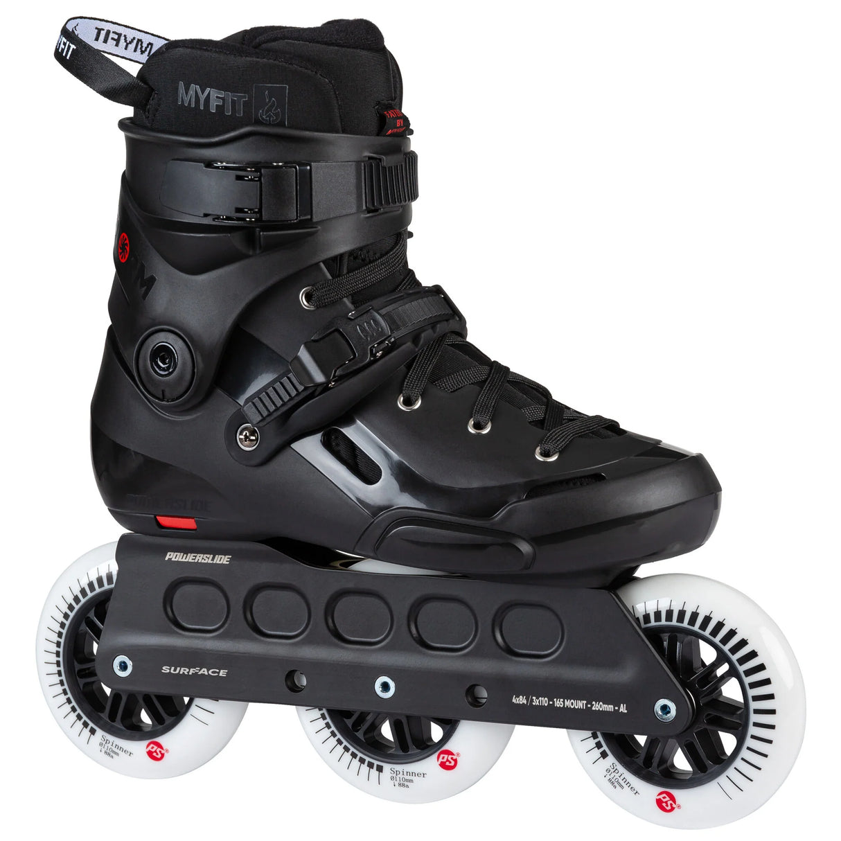 SKA908445 POWERSLIDE Storm Black | 88A SHR ABEC 9 | Schwarz | 165mm Dual Point Mounting | Urban Inlineskates