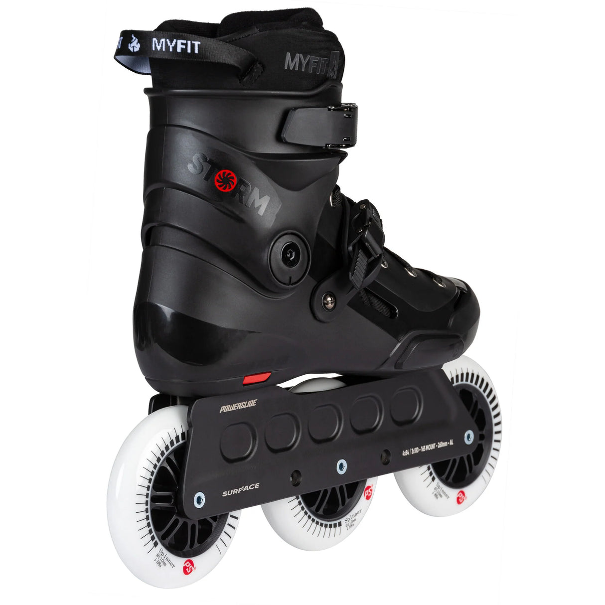 SKA908445 POWERSLIDE Storm Black | 88A SHR ABEC 9 | Schwarz | 165mm Dual Point Mounting | Urban Inlineskates