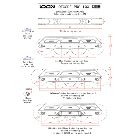 SKA20117 IQON AG Decode Pro 100 Blue Combo | 4x100mm 358mm | Optional 2x100+3x84mm | 2x100+2x84mm+Hblock | 1-Paar | UFS Mounting | Wizard Skating