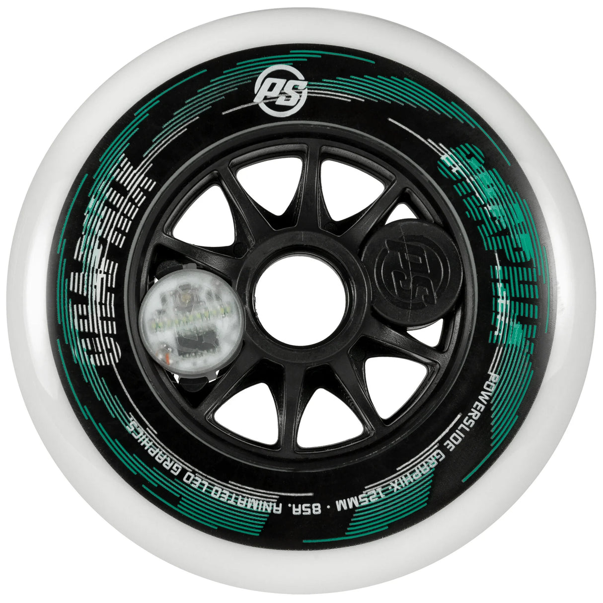 SKA905361 POWERSLIDE Graphix LED Weels White 125mm 86A Inliner Skateschule und Skateshop Weil am Rhein SkaMiDan