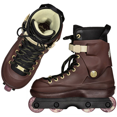 SKA10805 MESMER Throne Levi van Rijn Pro | Brown | Stunt Skates | UFS | Aggressive Inlineskates | USF | Aggressive Inlineskates | Unibody | Aggressive Inlineskates | Aggressive Inlineskates | Unibody replacements replacement axle spare parts Ersatzteile Achsen Ersatzachsen für Inlineskates Rollerblades inline skating Freestyle Powerslide Tau Inlineskates Rollerblades Powerslide Skates Powerslide Hardcore Evo Inliner Skateschule und Skateshop Weil am Rhein SkaMiDan Deutschland Germany Lörrach Freiburg Basel