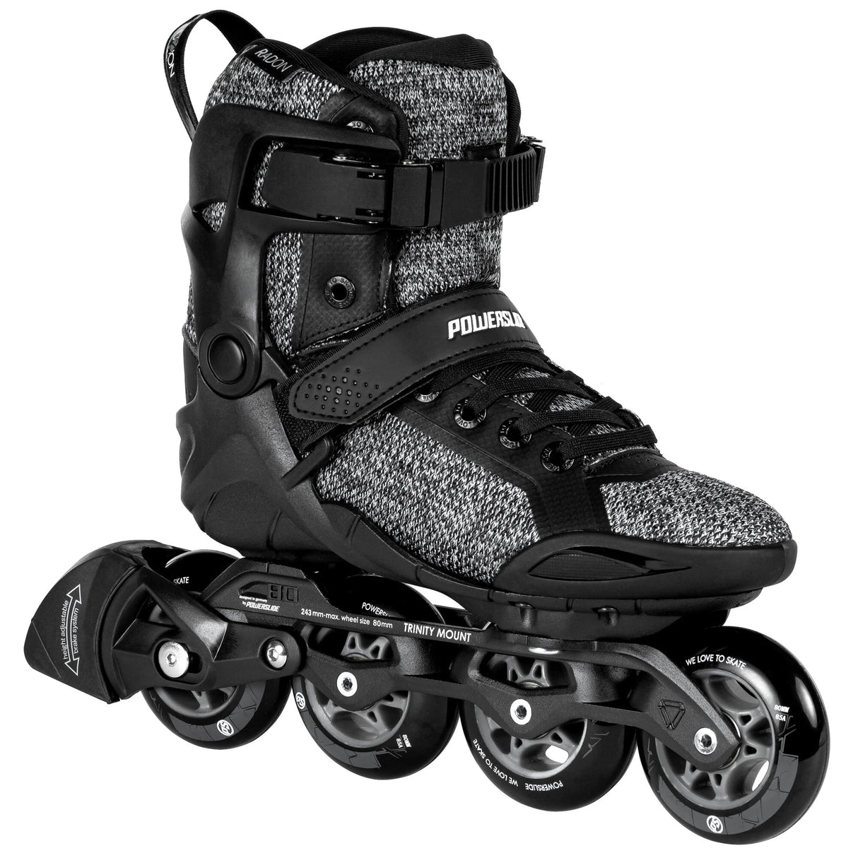 SKA901975 POWERSLIDE Phuzion Radon 80 Black White | Trinity X | Fitness Inlineskates Trinity Mounting Fitness Inline Skating Inlineskates Inline Skating Rollerblading Inline Inliner Skates Inlineskates Rollerblades Blades Freizeitskates Casual Skates Skatelife Skateshop und Skateschule Weil am Rhein SkaMiDan