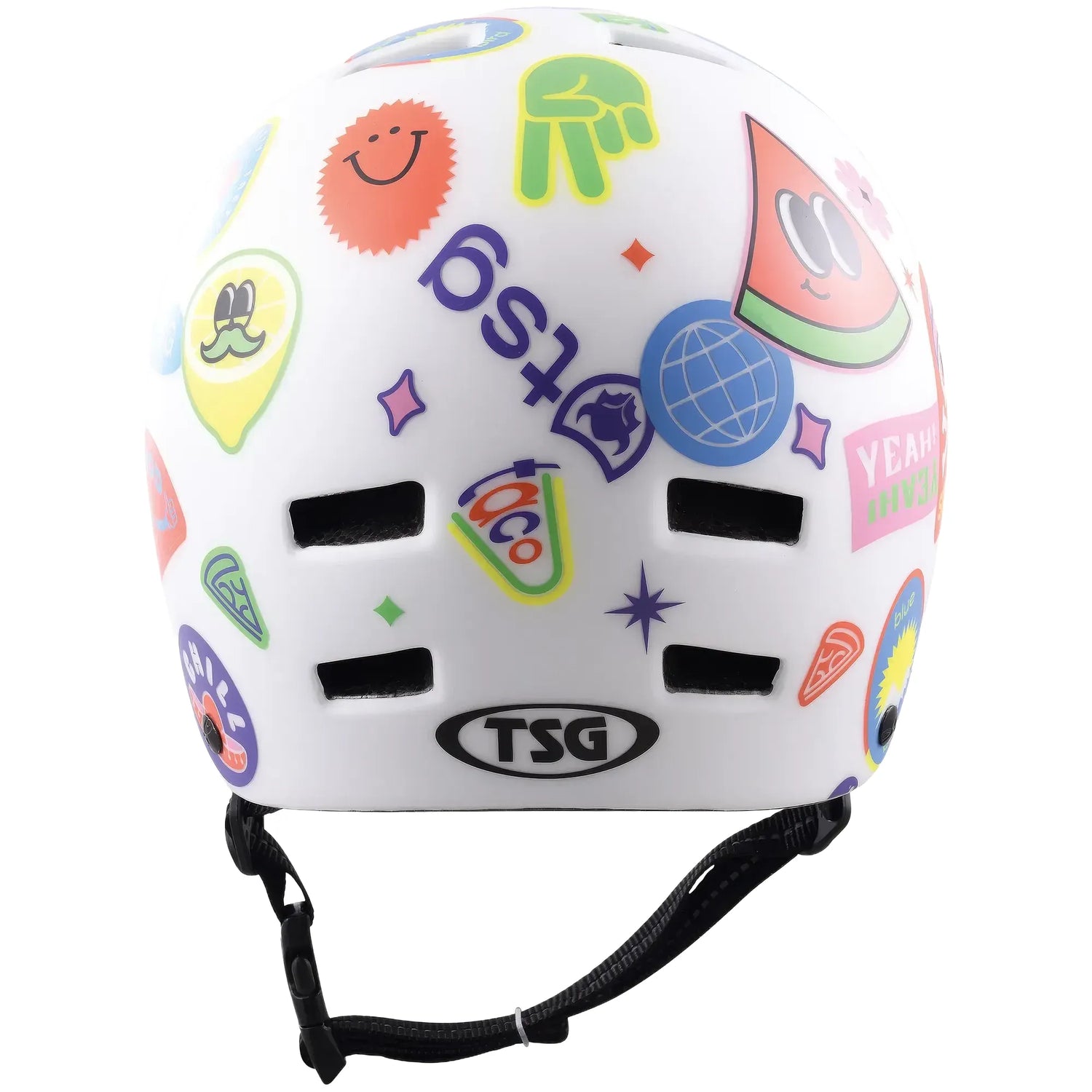 fahrradhelm kinder bunt TSG Nipper Maxi Graphic Design Kids – Happy Sticker – Kinder Skatehelm