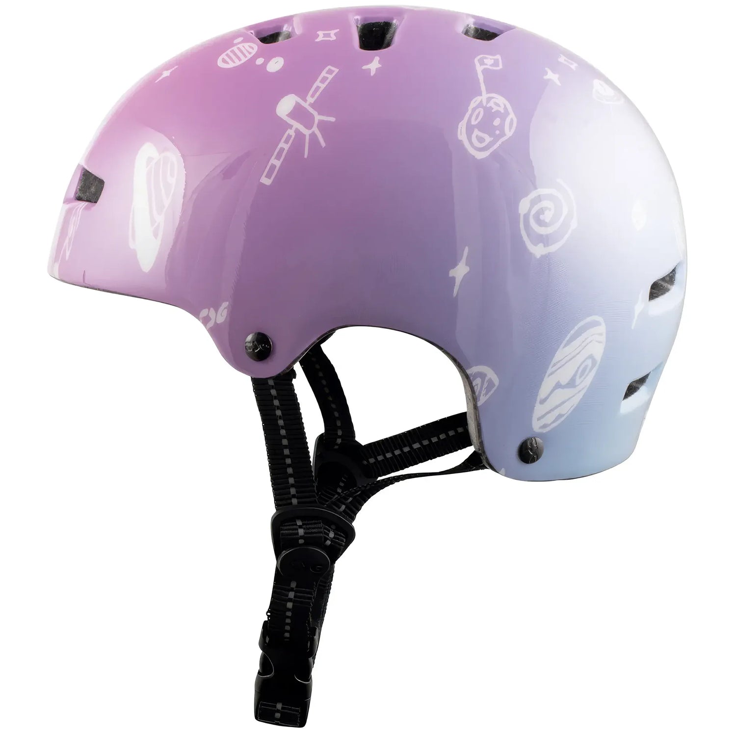 skaterhelm sicherer als fahrradhelm TSG Nipper Mini Graphic Design Kids – Planet – Violettes Universum