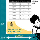 SKA10-CLOW RAZORS Level One – White – Razors Cult | 57mm 92A | UFS Mounting | Aggressive Inlineskates Freestyle Skates Fitness Inlineskates Inlineskates Sport Inline Skates Rollerblades Urban Inline Skating Urban Inline Skating Freeskates Trainng Skates Strecken Skates Trinity Skates Einsteiger Beginner Inlineskates Inliner Fitness Inliner City Skates Fitness Inliner Sport Skates Sport Inliner Rollerblades Rollerblading Lörrach Freiburg Basel Inliner Sk
Size Chart Größentabelle