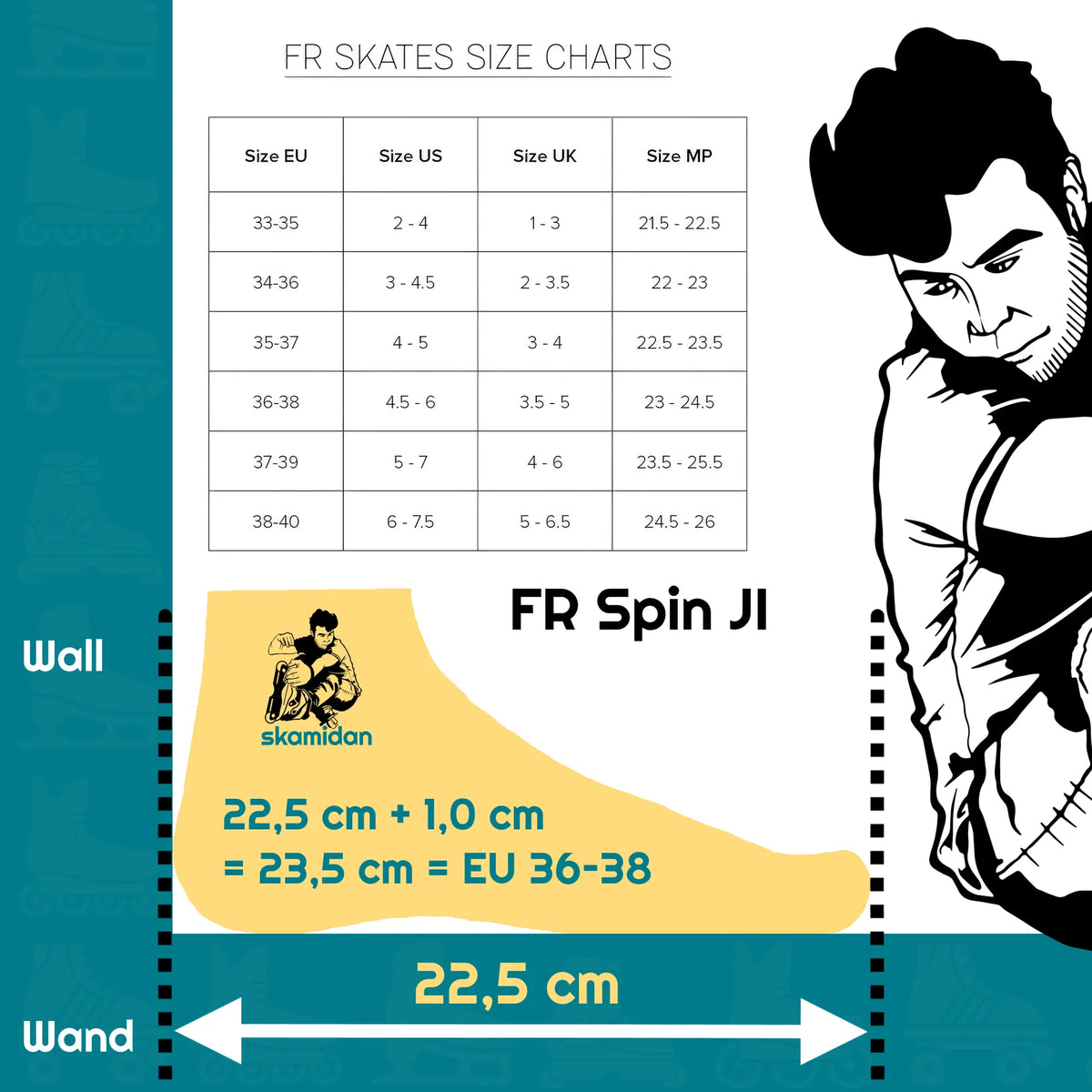 FR Skates FR Spin JI - Holo Blue | 3er Größen | High Performance Freestyle Slalom Inlineskates für Kinder & Jugendliche
