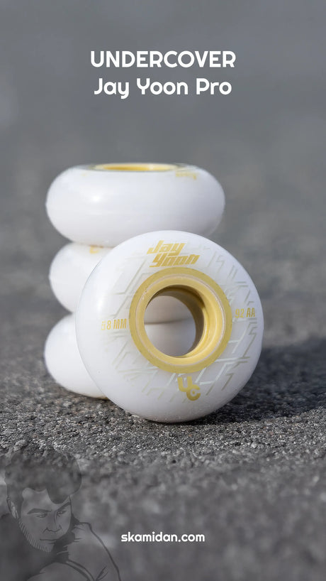 SKA406366 UNDERCOVER Jay Yoon Pro Wheels – 58mm 92A & 88A – Weiß-Gold | Undercover Rollen | Aggressive Inline Rollen Aggressive Wheels Inline Rollen Aggressive Inline Rollen Stuntrollen Rollerblades Rollerblading Aggressive Inline Skating Blading Inliner Skateschule Skateshop Weil am Rhein SkaMiDan Lörrach Freiburg Basel Deutschland Germany