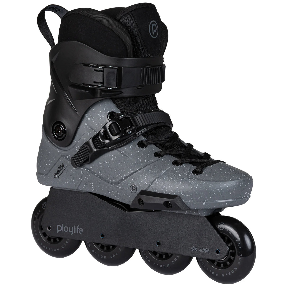 SKA880369 PLAYLIFE Phantom 80 Black – Schwarz | 165 mm Dual Point Mounting | Freestyle & Urban Inlineskates freeskates free skate freeride city skates inliner rollerblades hardboot hardshell hartschalen skate skamidan weil am rhein deutschland lörrach freiburg basel skamidan skateshop