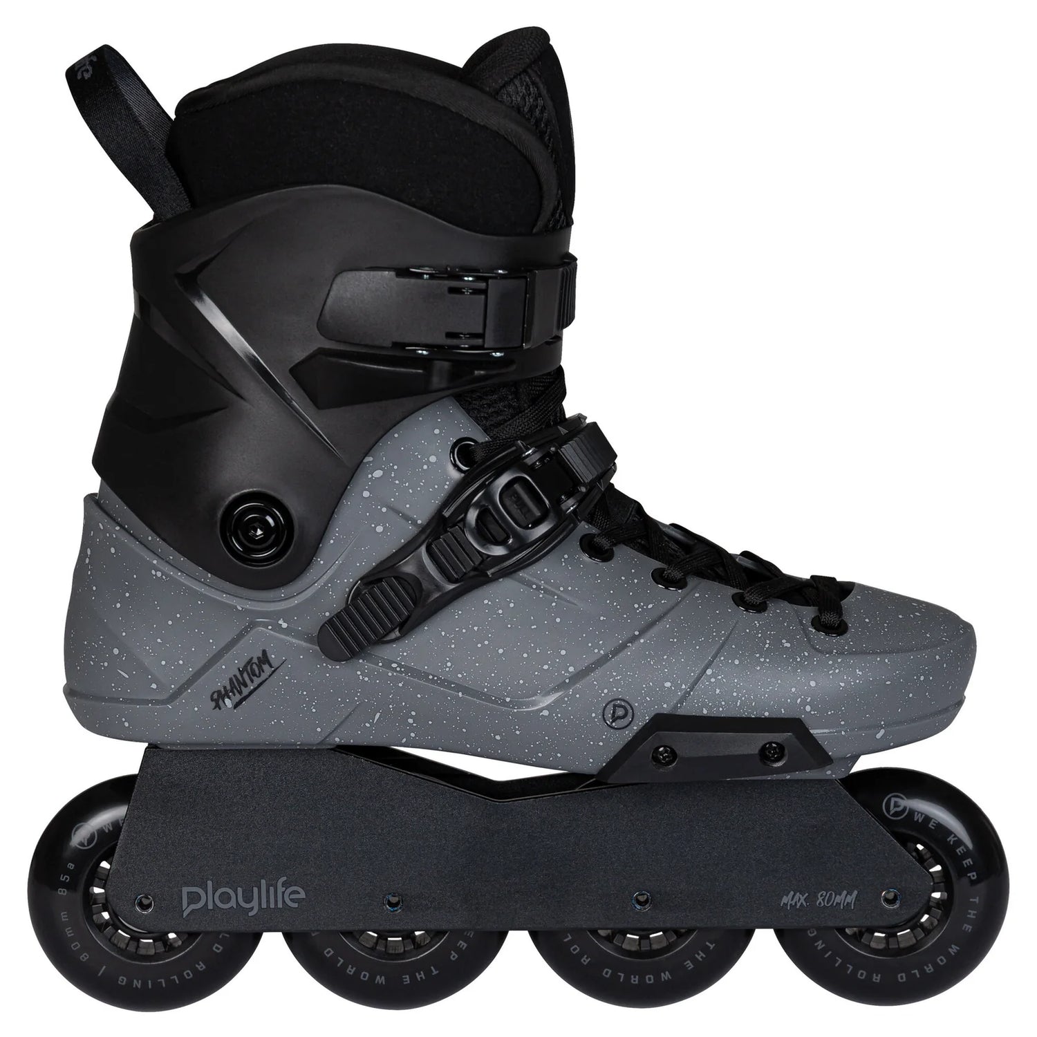 SKA880369 PLAYLIFE Phantom 80 Black – Schwarz | 165 mm Dual Point Mounting | Freestyle & Urban Inlineskates freeskates free skate freeride city skates inliner rollerblades hardboot hardshell hartschalen skate skamidan weil am rhein deutschland lörrach freiburg basel skamidan skateshop