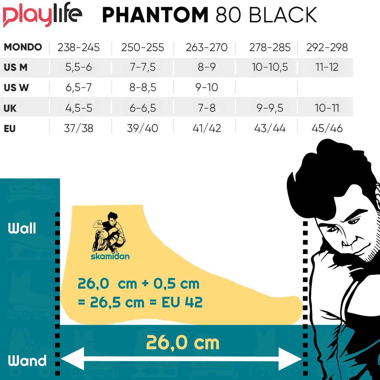 SKA880369 PLAYLIFE Phantom 80 Black – Schwarz | 165 mm Dual Point Mounting | Freestyle & Urban Inlineskates freeskates free skate freeride city skates inliner rollerblades hardboot hardshell hartschalen skate skamidan weil am rhein deutschland lörrach freiburg basel skamidan skateshop