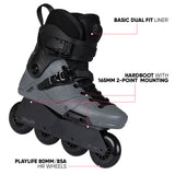 SKA880369 PLAYLIFE Phantom 80 Black – Schwarz | 165 mm Dual Point Mounting | Freestyle & Urban Inlineskates freeskates free skate freeride city skates inliner rollerblades hardboot hardshell hartschalen skate skamidan weil am rhein deutschland lörrach freiburg basel skamidan skateshop