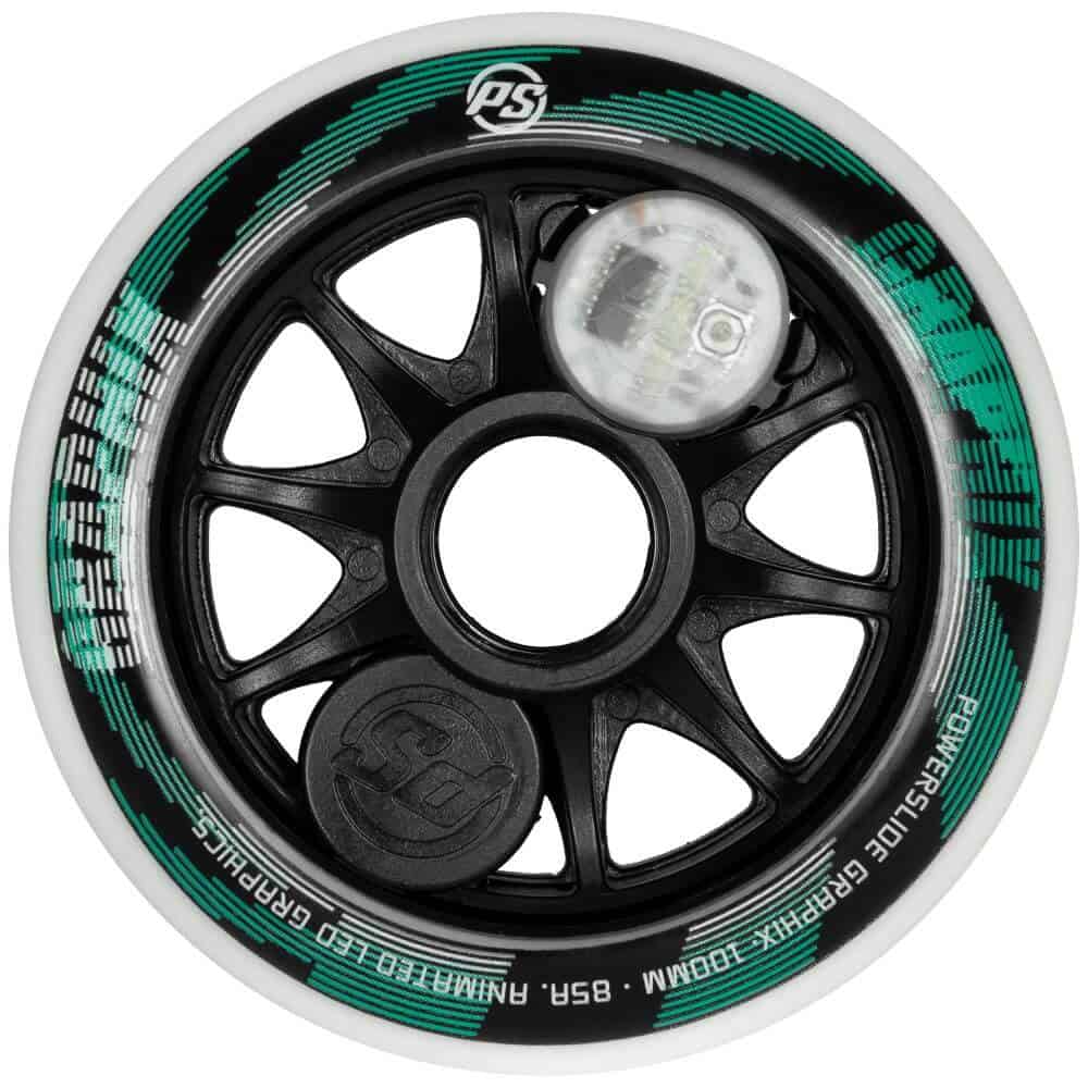 POWERSLIDE Graphix LED Wheels White 100mm 86A | Luminous wheels | 1 piece