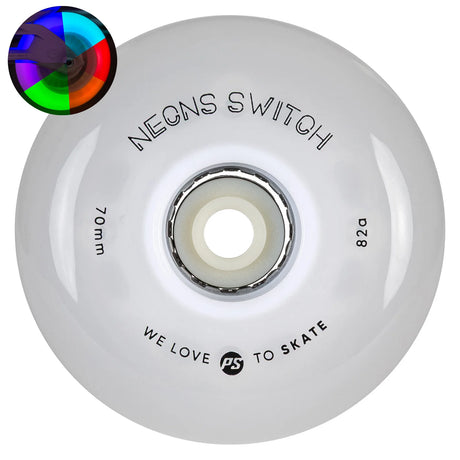 SKA905496/4-Pack POWERSLIDE Neons Switch LED Rollen – 70mm 82A | LED Rollen für Inlineskates | Leuchtrollen für das Inline Skating Inline Skating Rollerblading Inlineskaterollen Skating Wheels for Rollerblader  Rollen für Inlineskater Lörrach Freiburg Basel Inliner Richtige Größe right Size for Rollerblades Langhaltende Inlineskaterollen Longlasting Wheels for Rollerblading Skateschule und Skateshop Weil am Rhein SkaMiDan Deutschland Germany
