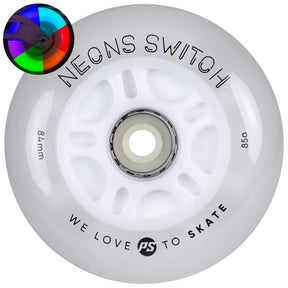 SKA905500/4-Pack POWERSLIDE Neons Switch LED Rollen – 84mm 85A | LED Rollen für Inlineskates | Leuchtrollen für das Inline Skating Inline Skating Rollerblading Inlineskaterollen Skating Wheels for Rollerblader  Rollen für Inlineskater Lörrach Freiburg Basel Inliner Richtige Größe right Size for Rollerblades Langhaltende Inlineskaterollen Longlasting Wheels for Rollerblading Skateschule und Skateshop Weil am Rhein SkaMiDan Deutschland Germany
