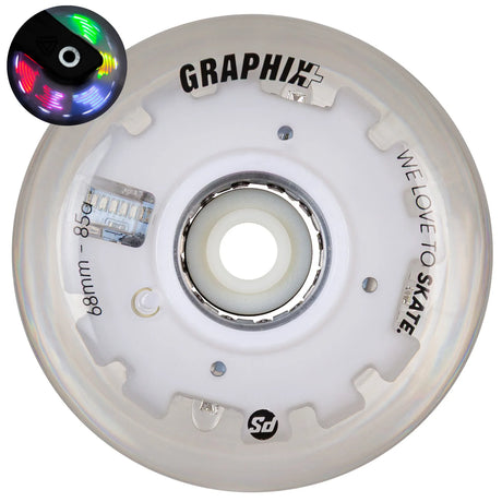 SKA905521/Piece POWERSLIDE Graphix Plus LED Rollen – 72mm 85A | LED Rollen für Inlineskates | Leuchtrollen für das Inline Skating | Inline Skating Rollen Inline Skating Wheels Rollerblading Wheels Inline Skating Rollerblading Inlineskaterollen Skating Wheels for Rollerblader  Rollen für Inlineskater Lörrach Freiburg Basel Inliner Richtige Größe right Size for Rollerblades Langhaltende Inlineskaterollen Longlasting Wheels for Rollerblading Skateschule und Skateshop Weil am Rhein SkaMiDan Deutschland Germany
