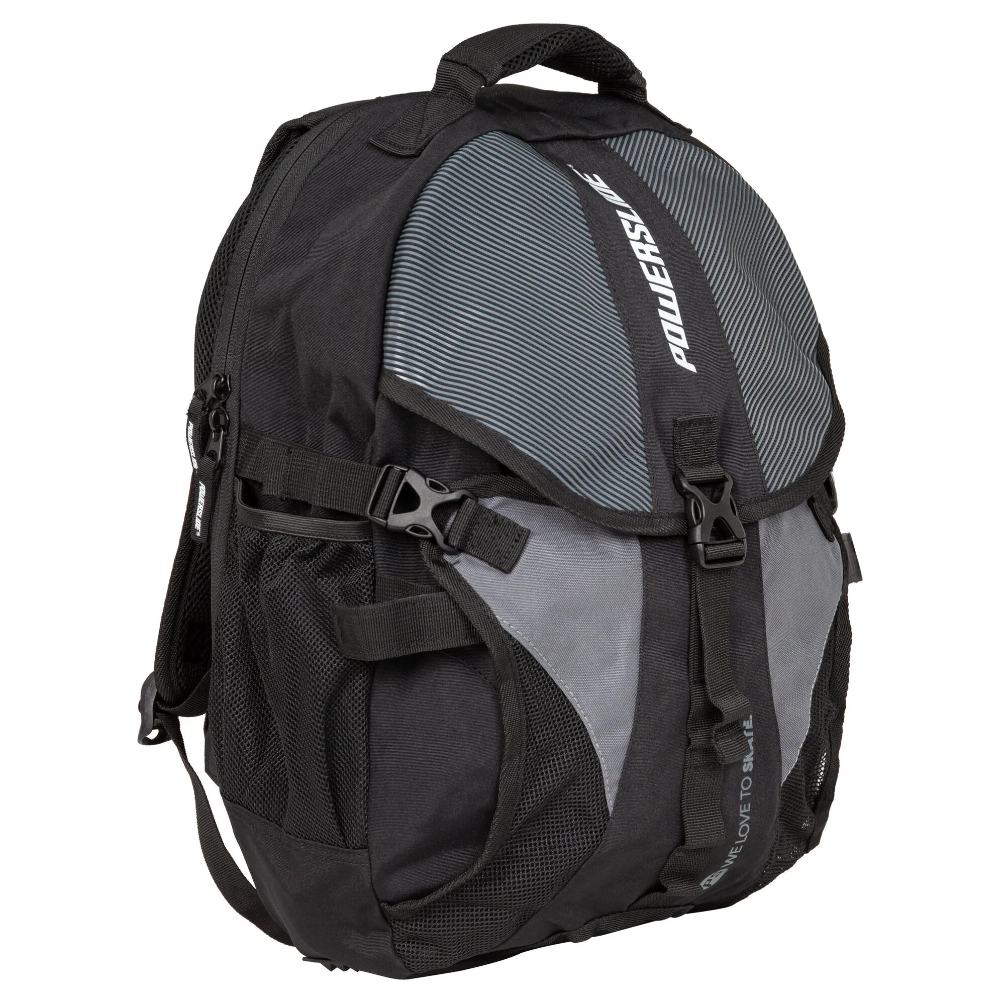 POWERSLIDE Fitness Backpack Black Grey Skaterucksack Mit Skatehalterung