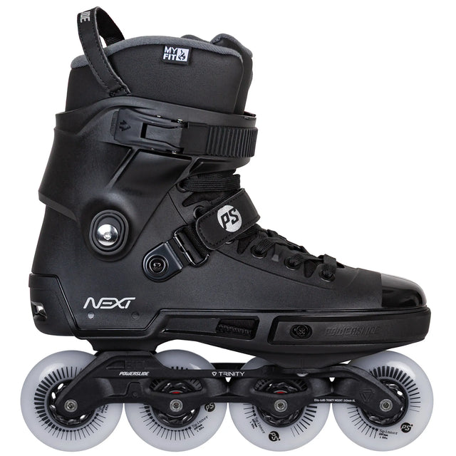 SKA908494 POWERSLIDE Next 80 Black 2.0 – Schwarz | Trinity Mounting | Freeride & Urban Inlineskates freeskates free skate freeride city skates inliner rollerblades hardboot hardshell hartschalen skate skamidan weil am rhein deutschland lörrach freiburg basel skamidan skateshop