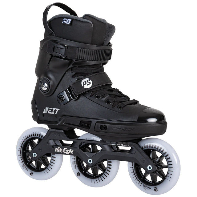 SKA908497 POWERSLIDE Next 110 Black 2.0 – Schwarz | Trinity Mounting | Freeride & Urban Inlineskates freeskates free skate freeride city skates inliner rollerblades hardboot hardshell hartschalen skate skamidan weil am rhein deutschland lörrach freiburg basel skamidan skateshop
