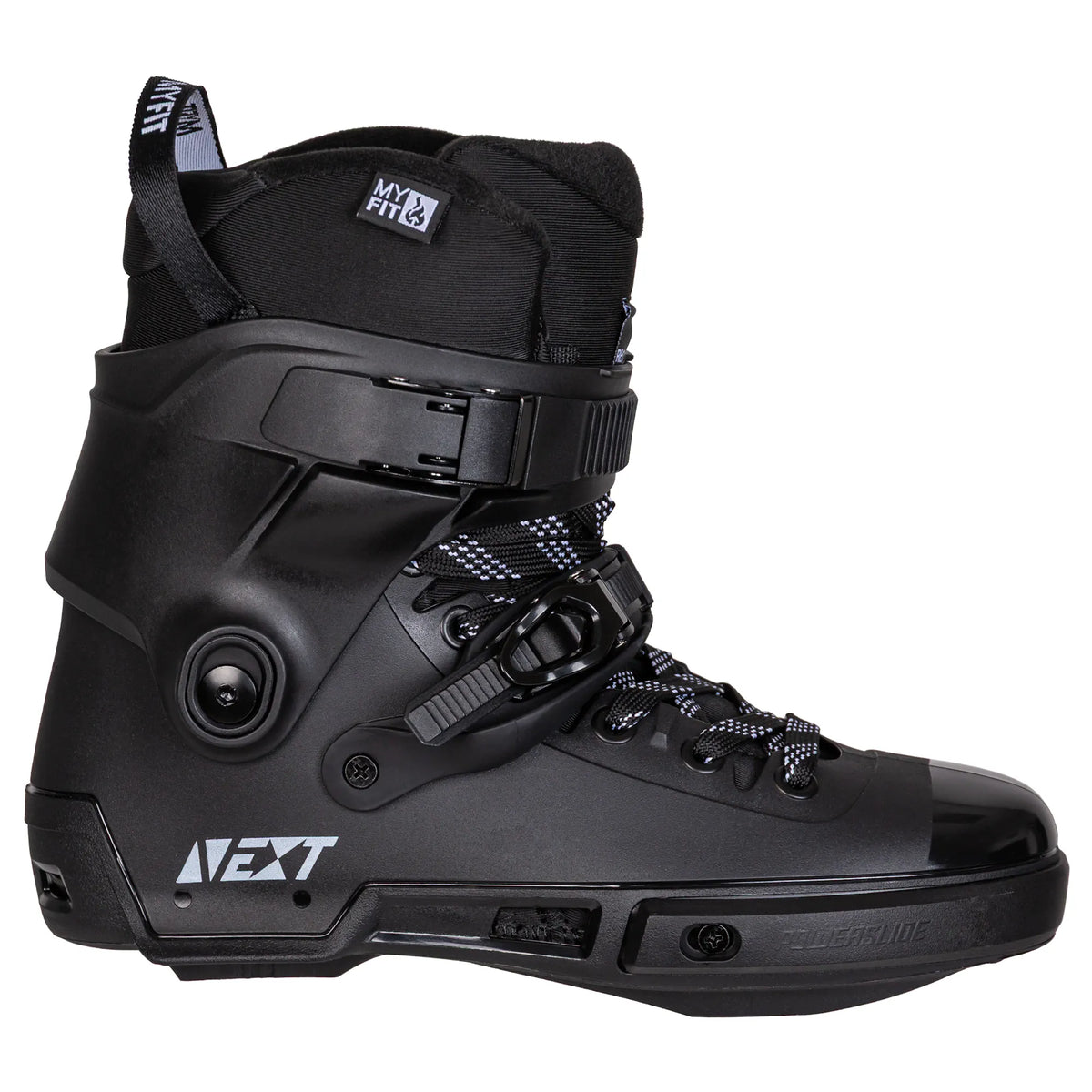 SKA908499 POWERSLIDE Next Black 2.0 – Boots only – Schwarz | Trinity Mounting | Freestyle, Freeride & Urban Inlineskates freeskates free skate freeride city skates inliner rollerblades hardboot hardshell hartschalen skate skamidan weil am rhein deutschland lörrach freiburg basel skamidan skateshop