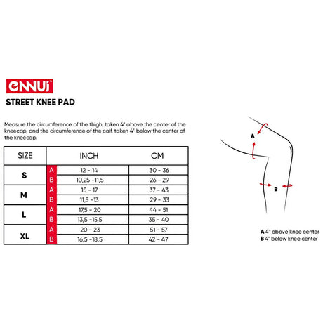 SKA920122 ENNUI Street Knee Pads Black | Knieschützer mit guter Bewegungsfreiheit | Purple | Schienbeinschoner Socken | Polster Hose | Protektoren Helm Protector Helmet Skater Schutzausrüstung Skate Protective equipment Handgelenkschoner Knieschützer Ellenbogen Polster Schienguards Schienbeinschoner | Lörrach Freiburg Basel Inliner Skateschule und Skateshop Weil am Rhein SkaMiDan Deutschland Germany
Size Chart Größentabelle