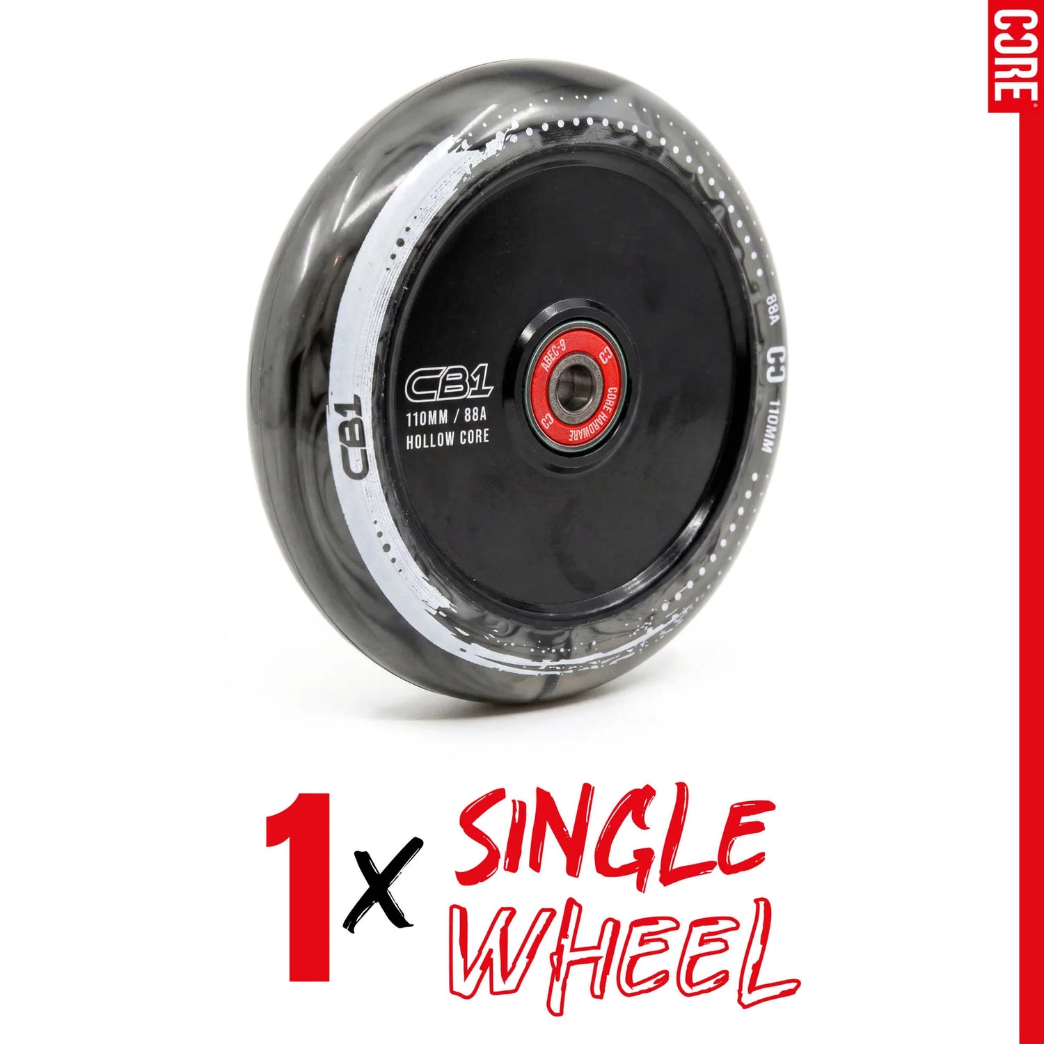 SKACRE-CB1-WHL-BW/Piece CORE CB1 Stunt Scooter Rolle – verschiedene Farben – 110 mm ABEC 9 | Hollow Plastic | Rolle für Stunt Scooter
