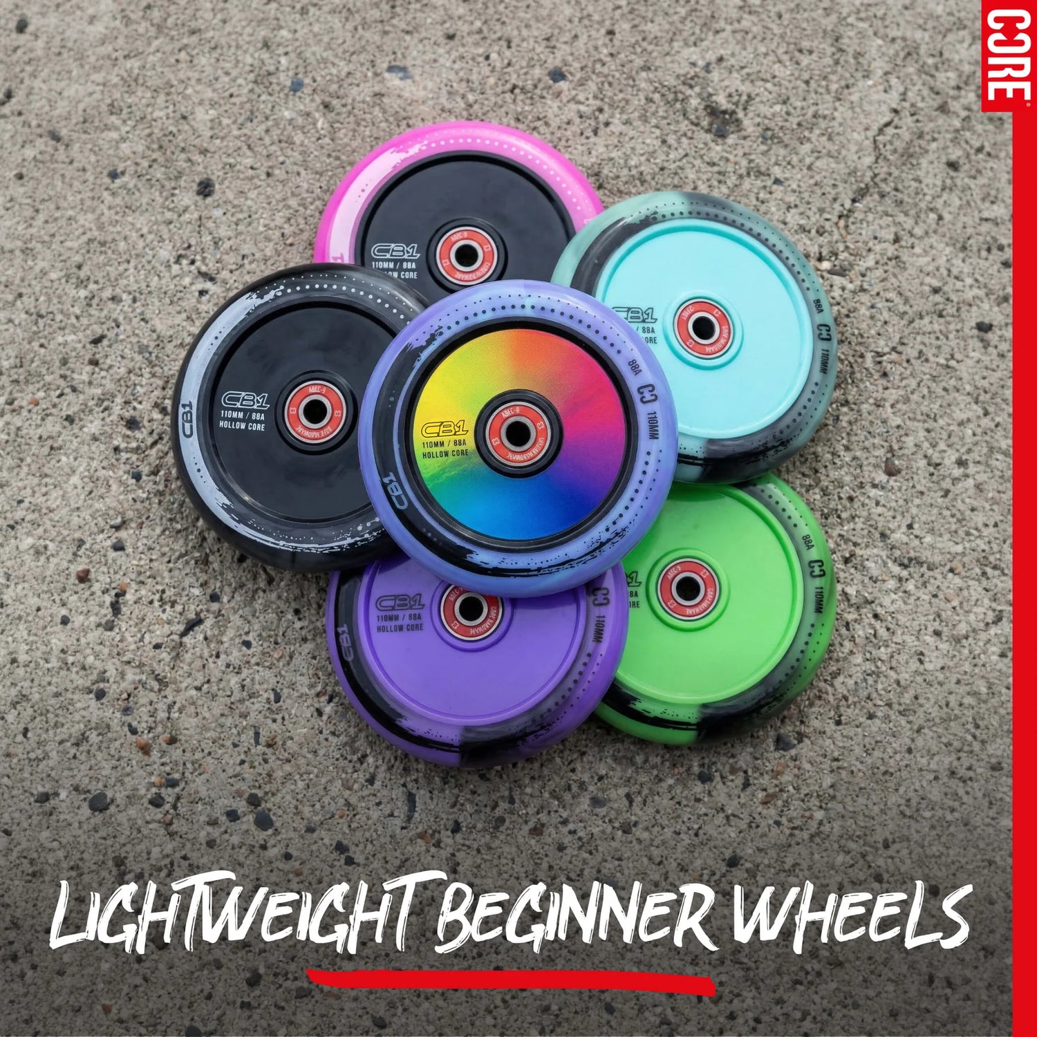 SKACRE-CB1-WHL-BW/Piece CORE CB1 Stunt Scooter Rolle – verschiedene Farben – 110 mm ABEC 9 | Hollow Plastic | Rolle für Stunt Scooter

