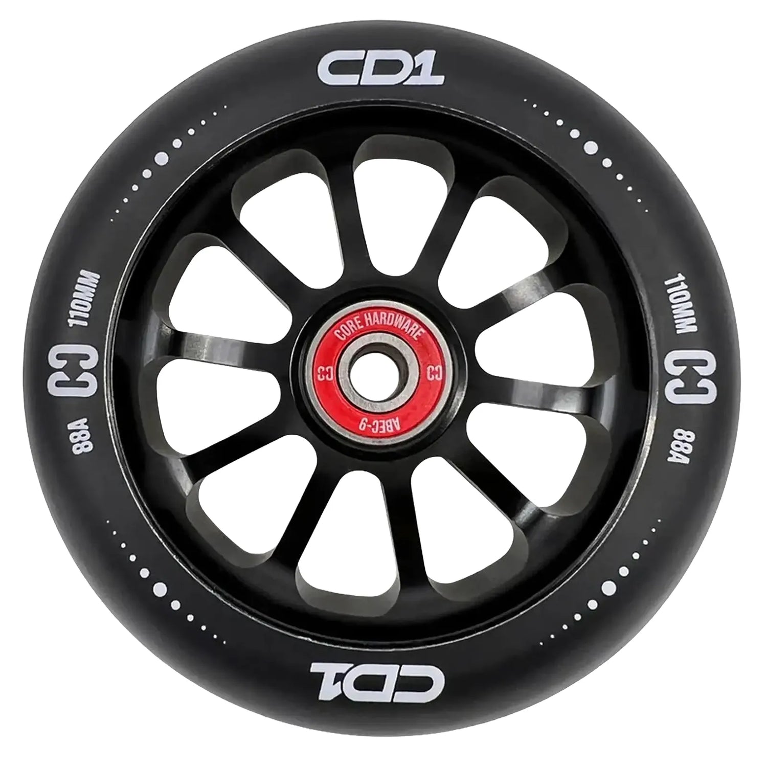 SKACRE-CD1-BLK2/Piece CORE CD1 Stunt Scooter Rolle – verschiedene Farben – 110 mm 88A ABEC 9 | Aluminiumkern | Rolle für Stunt Scooter | Lörrach Freiburg Basel Inliner Skateschule und Skateshop Weil am Rhein SkaMiDan Deutschland Germany
