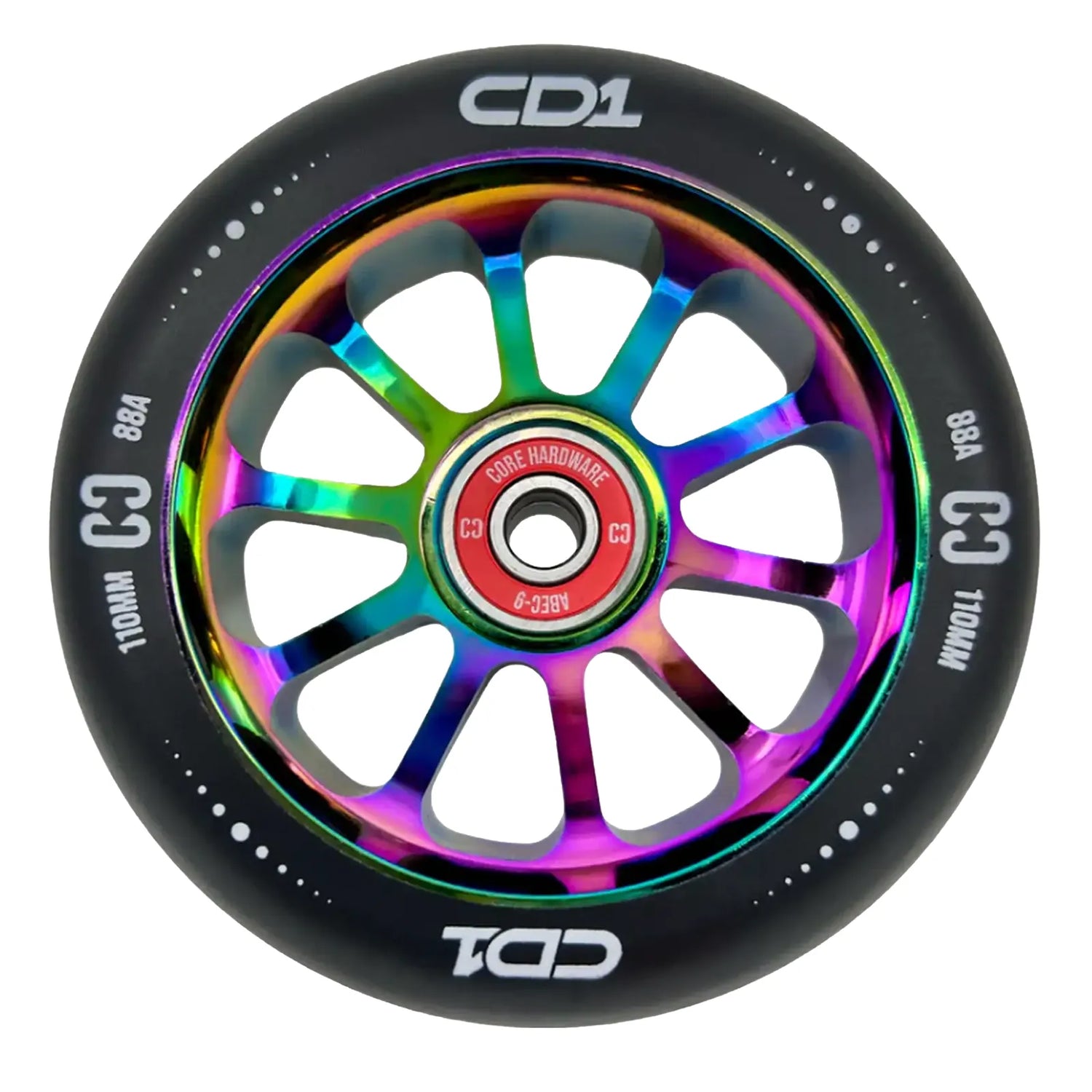 SKACRE-CD1-BLK2/Piece CORE CD1 Stunt Scooter Rolle – verschiedene Farben – 110 mm 88A ABEC 9 | Aluminiumkern | Rolle für Stunt Scooter | Lörrach Freiburg Basel Inliner Skateschule und Skateshop Weil am Rhein SkaMiDan Deutschland Germany
