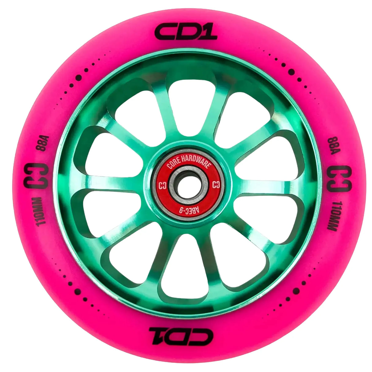 SKACRE-CD1-BLK2/Piece CORE CD1 Stunt Scooter Rolle – verschiedene Farben – 110 mm 88A ABEC 9 | Aluminiumkern | Rolle für Stunt Scooter | Lörrach Freiburg Basel Inliner Skateschule und Skateshop Weil am Rhein SkaMiDan Deutschland Germany
