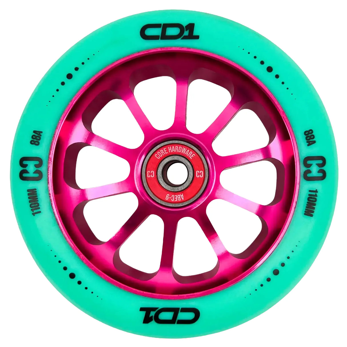 SKACRE-CD1-BLK2/Piece CORE CD1 Stunt Scooter Rolle – verschiedene Farben – 110 mm 88A ABEC 9 | Aluminiumkern | Rolle für Stunt Scooter | Lörrach Freiburg Basel Inliner Skateschule und Skateshop Weil am Rhein SkaMiDan Deutschland Germany
