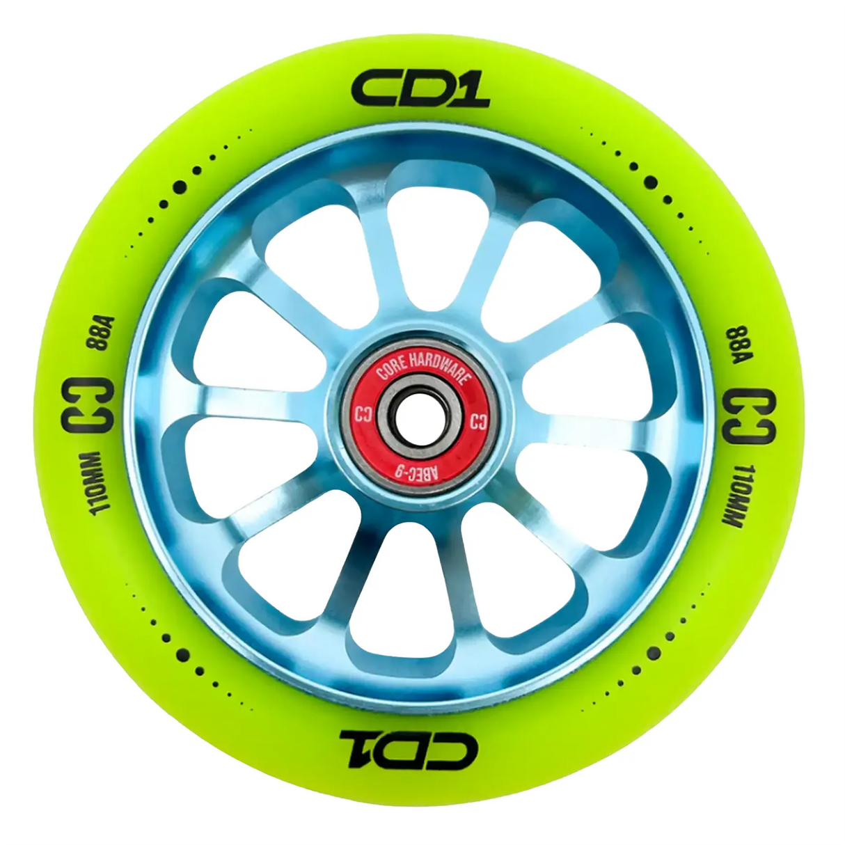 SKACRE-CD1-BLK2/Piece CORE CD1 Stunt Scooter Rolle – verschiedene Farben – 110 mm 88A ABEC 9 | Aluminiumkern | Rolle für Stunt Scooter | Lörrach Freiburg Basel Inliner Skateschule und Skateshop Weil am Rhein SkaMiDan Deutschland Germany

